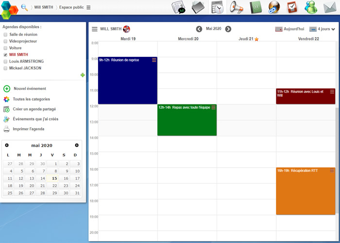 Agora Project capture ecran calendar
